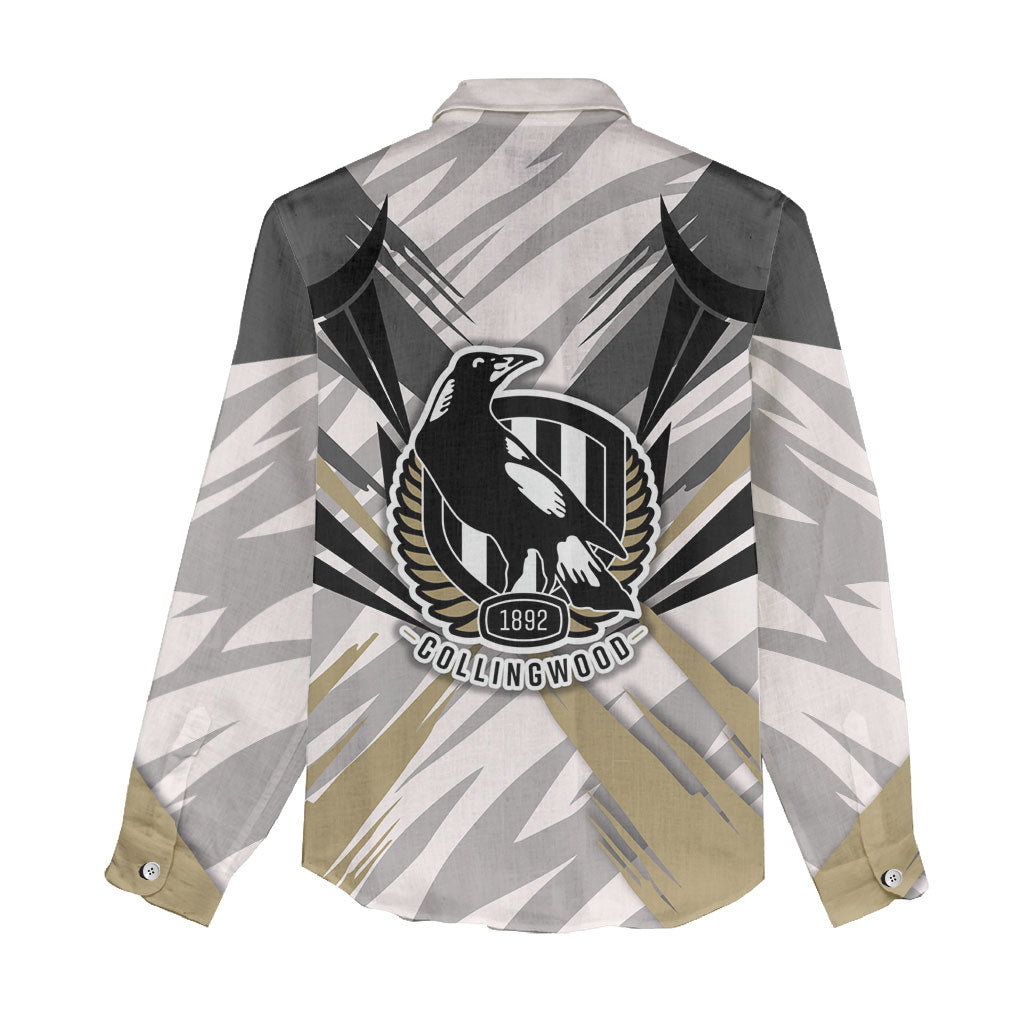 Collingwood Magpies Australian Football Women Casual Shirt Powerful Muscle Mascot - Bold Team Colors