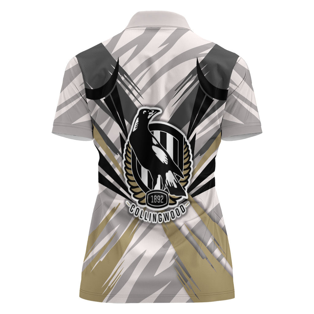 Collingwood Magpies Australian Football Women Polo Shirt Powerful Muscle Mascot - Bold Team Colors