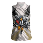 Collingwood Magpies Australian Football Women Sleeveless Polo Shirt Powerful Muscle Mascot - Bold Team Colors