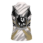 Collingwood Magpies Australian Football Women Sleeveless Polo Shirt Powerful Muscle Mascot - Bold Team Colors