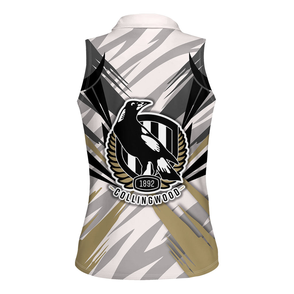Collingwood Magpies Australian Football Women Sleeveless Polo Shirt Powerful Muscle Mascot - Bold Team Colors