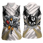 Collingwood Magpies Australian Football Women Sleeveless Polo Shirt Powerful Muscle Mascot - Bold Team Colors