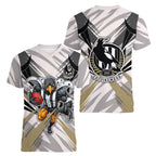 Collingwood Magpies Australian Football Women V-Neck T-Shirt Powerful Muscle Mascot - Bold Team Colors