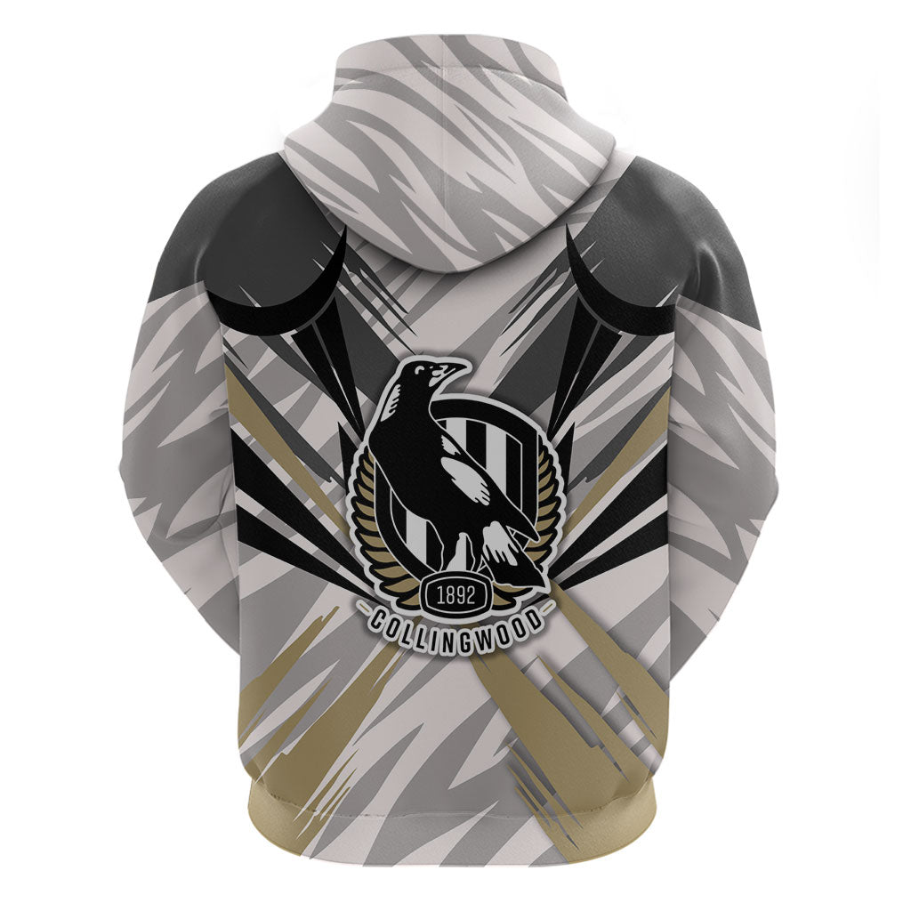 Collingwood Magpies Australian Football Zip Hoodie Powerful Muscle Mascot - Bold Team Colors
