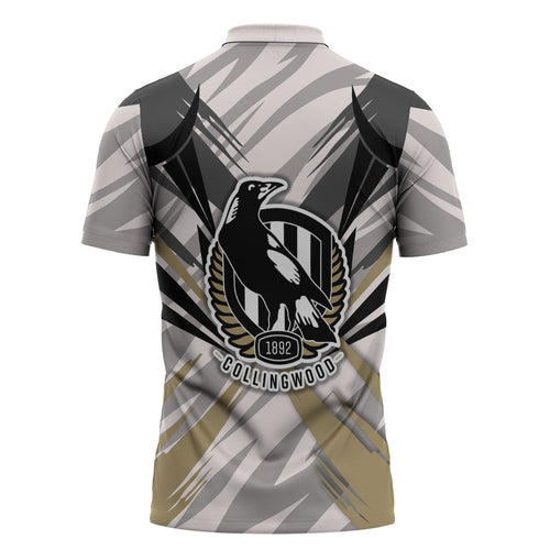 Collingwood Magpies Australian Football Zipper Polo Shirt Powerful Muscle Mascot - Bold Team Colors