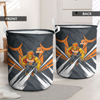 Greater Western Sydney Giants Australian Football Laundry Basket Powerful Muscle Mascot With Geometric Sunburst Motion Art