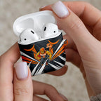 Greater Western Sydney Giants Australian Football AirPods Case Powerful Muscle Mascot With Geometric Sunburst Motion Art
