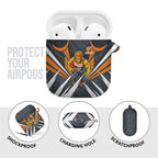 Greater Western Sydney Giants Australian Football AirPods Case Powerful Muscle Mascot With Geometric Sunburst Motion Art