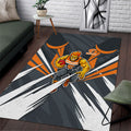 Greater Western Sydney Giants Australian Football Area Rug Powerful Muscle Mascot With Geometric Sunburst Motion Art