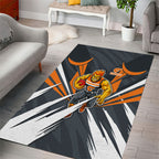 Greater Western Sydney Giants Australian Football Area Rug Powerful Muscle Mascot With Geometric Sunburst Motion Art