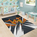 Greater Western Sydney Giants Australian Football Area Rug Powerful Muscle Mascot With Geometric Sunburst Motion Art
