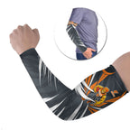 Greater Western Sydney Giants Australian Football Arm Sleeves Powerful Muscle Mascot With Geometric Sunburst Motion Art