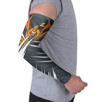 Greater Western Sydney Giants Australian Football Arm Sleeves Powerful Muscle Mascot With Geometric Sunburst Motion Art