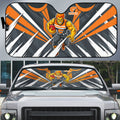 Greater Western Sydney Giants Australian Football Auto Sun Shade Powerful Muscle Mascot With Geometric Sunburst Motion Art