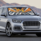 Greater Western Sydney Giants Australian Football Auto Sun Shade Powerful Muscle Mascot With Geometric Sunburst Motion Art