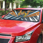 Greater Western Sydney Giants Australian Football Auto Sun Shade Powerful Muscle Mascot With Geometric Sunburst Motion Art