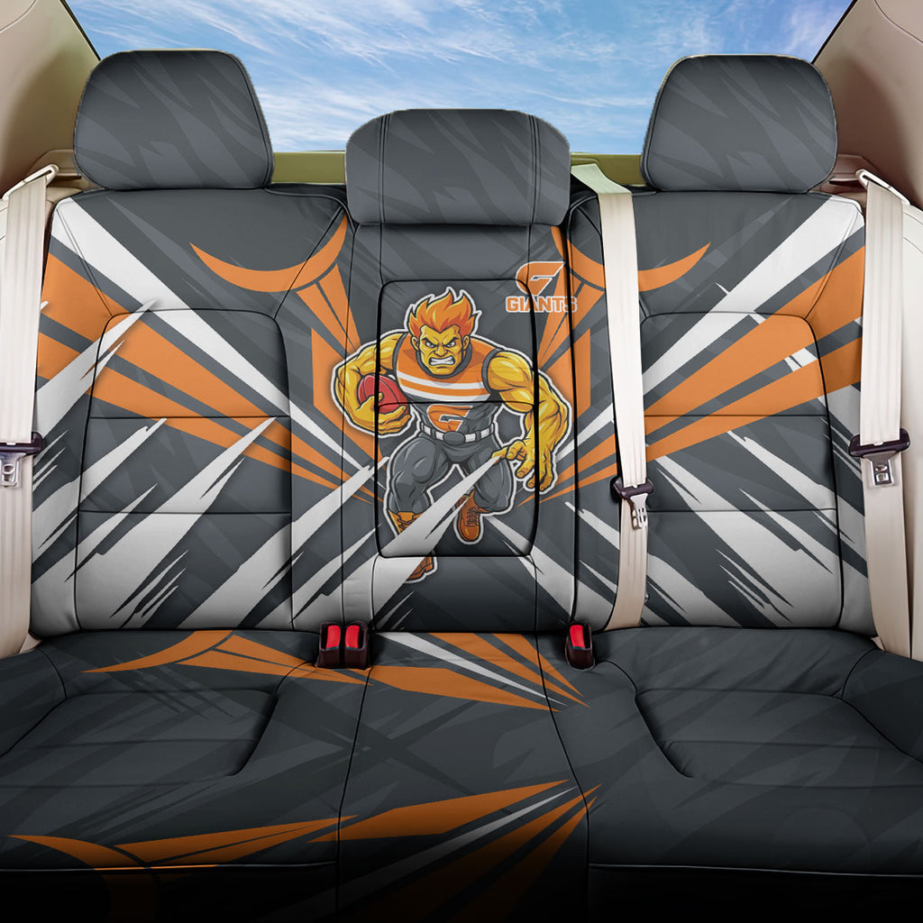 Greater Western Sydney Giants Australian Football Back Car Seat Cover Powerful Muscle Mascot With Geometric Sunburst Motion Art