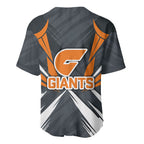 Greater Western Sydney Giants Australian Football Baseball Jersey Powerful Muscle Mascot With Geometric Sunburst Motion Art