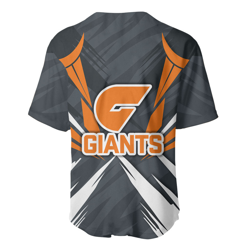 Greater Western Sydney Giants Australian Football Baseball Jersey Powerful Muscle Mascot With Geometric Sunburst Motion Art