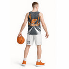 Greater Western Sydney Giants Australian Football Basketball Jersey Powerful Muscle Mascot With Geometric Sunburst Motion Art