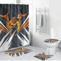 Greater Western Sydney Giants Australian Football Bathroom Set Powerful Muscle Mascot With Geometric Sunburst Motion Art
