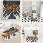 Greater Western Sydney Giants Australian Football Bathroom Set Powerful Muscle Mascot With Geometric Sunburst Motion Art