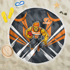 Greater Western Sydney Giants Australian Football Beach Blanket Powerful Muscle Mascot With Geometric Sunburst Motion Art