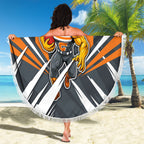 Greater Western Sydney Giants Australian Football Beach Blanket Powerful Muscle Mascot With Geometric Sunburst Motion Art