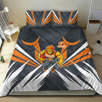 Greater Western Sydney Giants Australian Football Bedding Set Powerful Muscle Mascot With Geometric Sunburst Motion Art