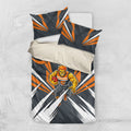 Greater Western Sydney Giants Australian Football Bedding Set Powerful Muscle Mascot With Geometric Sunburst Motion Art