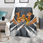 Greater Western Sydney Giants Australian Football Blanket Powerful Muscle Mascot With Geometric Sunburst Motion Art