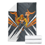 Greater Western Sydney Giants Australian Football Blanket Powerful Muscle Mascot With Geometric Sunburst Motion Art