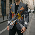 Greater Western Sydney Giants Australian Football Blazer Powerful Muscle Mascot With Geometric Sunburst Motion Art