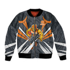 Greater Western Sydney Giants Australian Football Bomber Jacket Powerful Muscle Mascot With Geometric Sunburst Motion Art