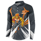 Greater Western Sydney Giants Australian Football Button Sweatshirt Powerful Muscle Mascot With Geometric Sunburst Motion Art
