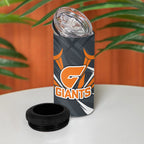 Greater Western Sydney Giants Australian Football 4 in 1 Can Cooler Tumbler Powerful Muscle Mascot With Geometric Sunburst Motion Art