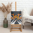 Greater Western Sydney Giants Australian Football Canvas Wall Art Powerful Muscle Mascot With Geometric Sunburst Motion Art