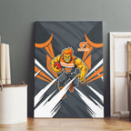 Greater Western Sydney Giants Australian Football Canvas Wall Art Powerful Muscle Mascot With Geometric Sunburst Motion Art