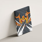 Greater Western Sydney Giants Australian Football Canvas Wall Art Powerful Muscle Mascot With Geometric Sunburst Motion Art