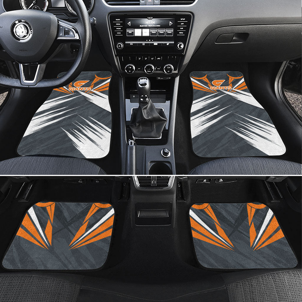 Greater Western Sydney Giants Australian Football Car Mats Powerful Muscle Mascot With Geometric Sunburst Motion Art