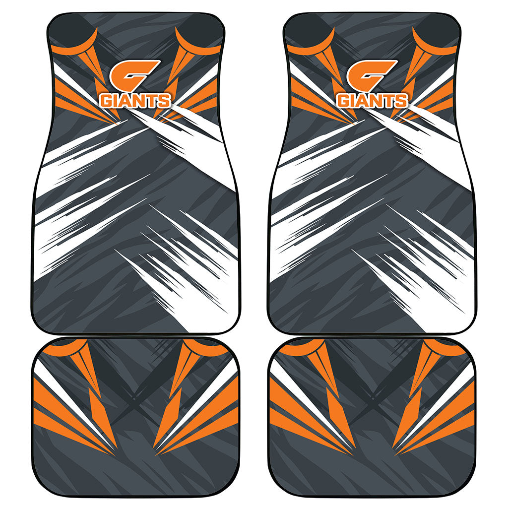 Greater Western Sydney Giants Australian Football Car Mats Powerful Muscle Mascot With Geometric Sunburst Motion Art