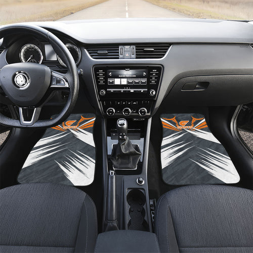 Greater Western Sydney Giants Australian Football Car Mats Powerful Muscle Mascot With Geometric Sunburst Motion Art