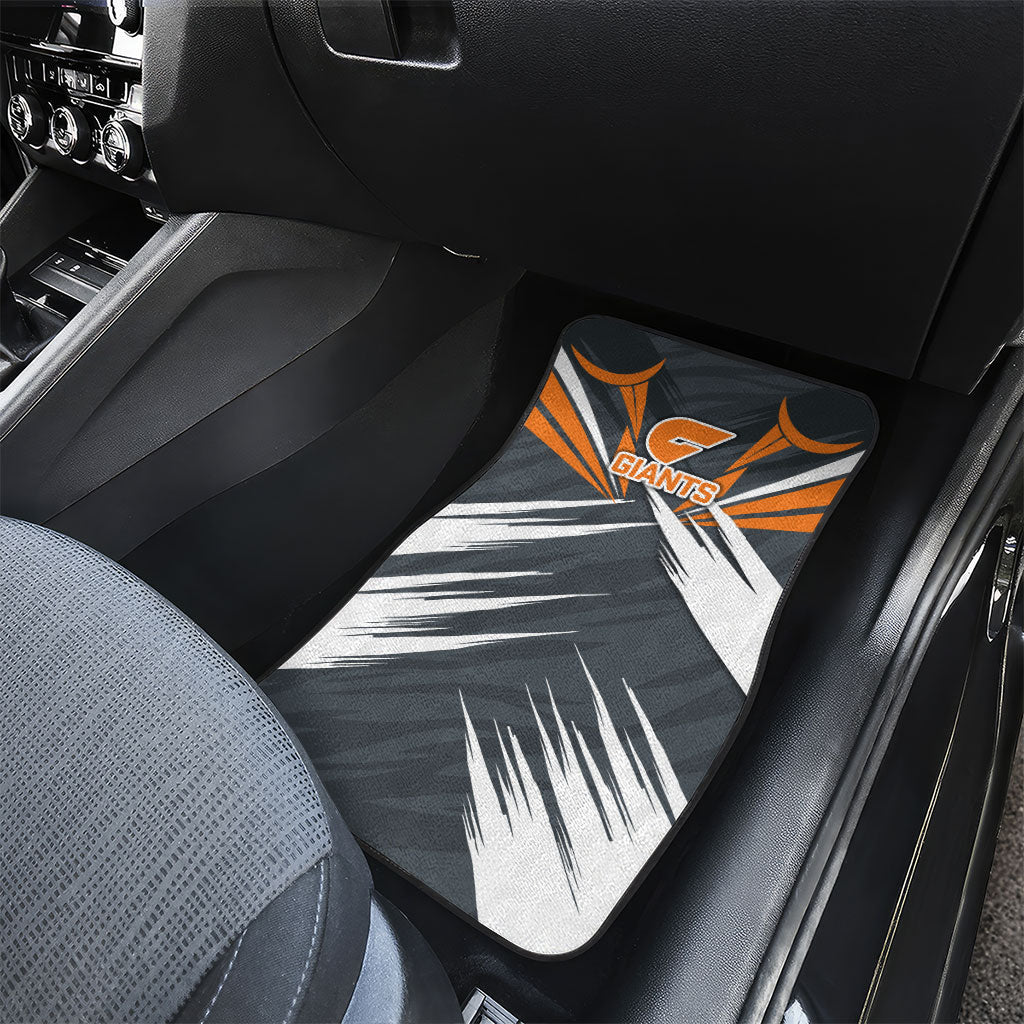 Greater Western Sydney Giants Australian Football Car Mats Powerful Muscle Mascot With Geometric Sunburst Motion Art