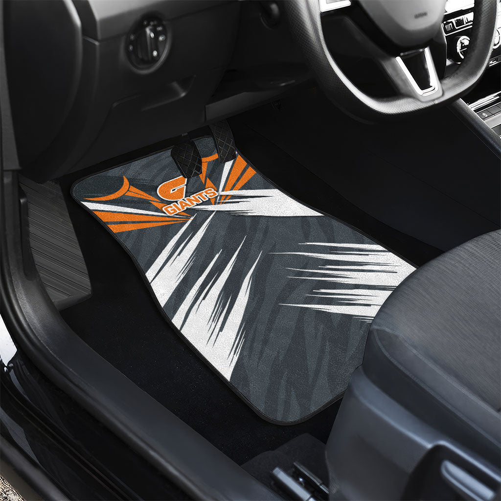 Greater Western Sydney Giants Australian Football Car Mats Powerful Muscle Mascot With Geometric Sunburst Motion Art