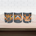 Greater Western Sydney Giants Australian Football Ceramic Mug Powerful Muscle Mascot With Geometric Sunburst Motion Art