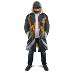 Greater Western Sydney Giants Australian Football Cloak Powerful Muscle Mascot With Geometric Sunburst Motion Art