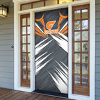 Greater Western Sydney Giants Australian Football Door Cover Powerful Muscle Mascot With Geometric Sunburst Motion Art