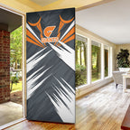 Greater Western Sydney Giants Australian Football Door Cover Powerful Muscle Mascot With Geometric Sunburst Motion Art