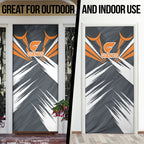 Greater Western Sydney Giants Australian Football Door Cover Powerful Muscle Mascot With Geometric Sunburst Motion Art
