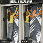 Greater Western Sydney Giants Australian Football Door Cover Powerful Muscle Mascot With Geometric Sunburst Motion Art